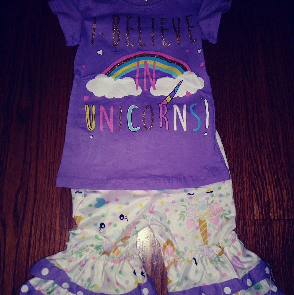 Unicorn ruffle outfit NEw